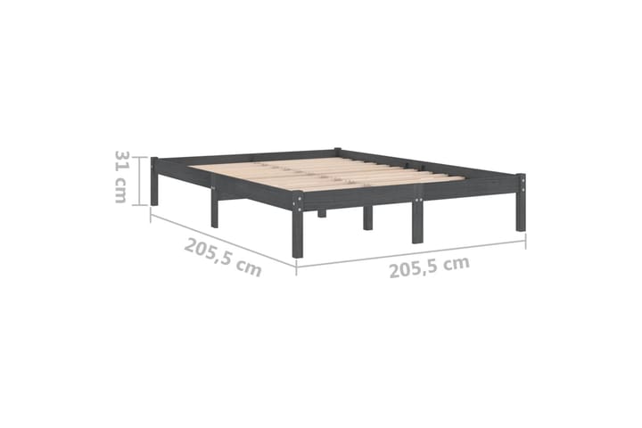 Sängynrunko harmaa täysi mänty 200x200 cm - Harmaa - Huonekalut - Sänky - Sänkykehikot & sängynrungot