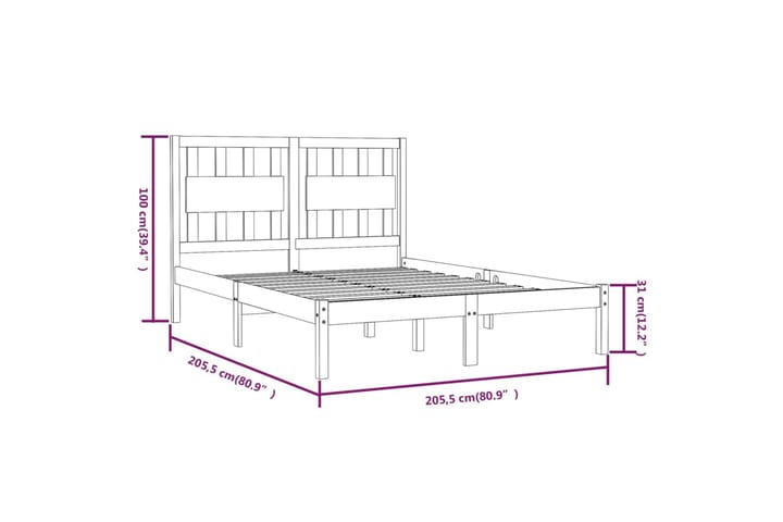 Sängynrunko harmaa täysi mänty 200x200 cm - Harmaa - Huonekalut - Sänky - Sänkykehikot & sängynrungot