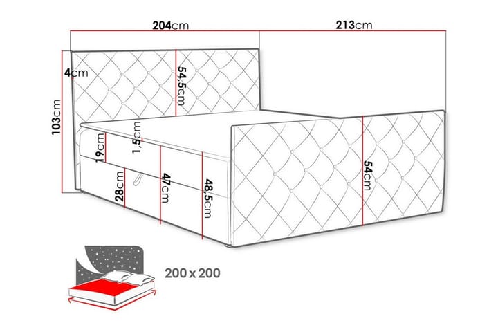 Sängynrunko Hattie 200x200 cm - Musta - Huonekalut - Sänky - Sänkykehikot & sängynrungot