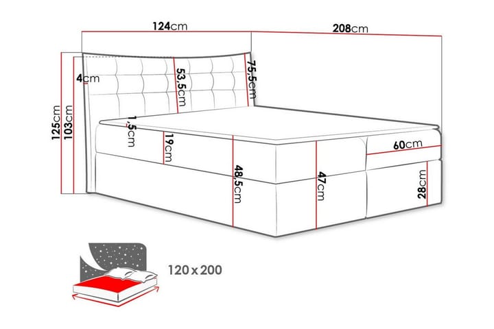 Sängynrunko Hayton 120x200 cm - Musta - Huonekalut - Sänky - Sänkykehikot & sängynrungot