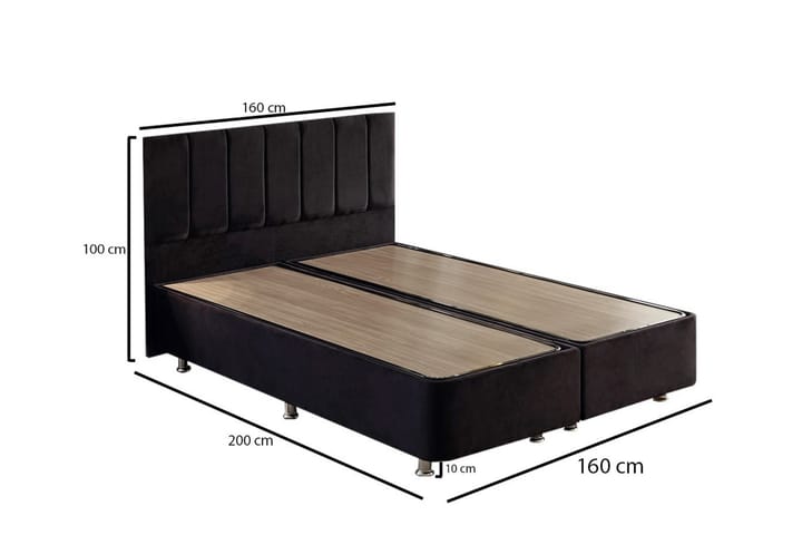 Sängynrunko Huanal Tupla sängynpäädyllä 160x200 cm - Musta - Sänkykehikot & sängynrungot - Taittosänky