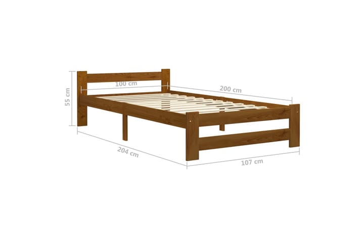 Sängynrunko hunajanruskea täysi mänty 100x200 cm - Ruskea - Huonekalut - Sänky - Sänkykehikot & sängynrungot