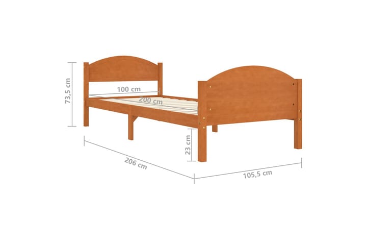 Sängynrunko hunajanruskea täysi mänty 100x200 cm - Ruskea - Huonekalut - Sänky - Sänkykehikot & sängynrungot