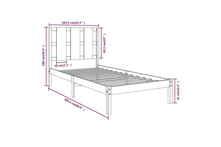 Sängynrunko hunajanruskea täysi mänty 100x200 cm - Ruskea - Huonekalut - Sänky - Sänkykehikot & sängynrungot