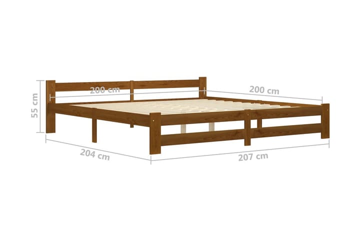 Sängynrunko hunajanruskea täysi mänty 200x200 cm - Ruskea - Huonekalut - Sänky - Sänkykehikot & sängynrungot