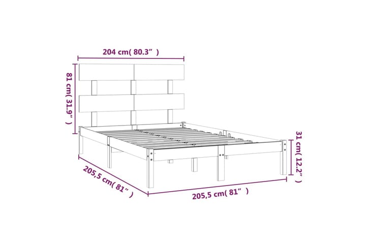 Sängynrunko hunajanruskea täysi puu 200x200 cm - Ruskea - Huonekalut - Sänky - Sänkykehikot & sängynrungot