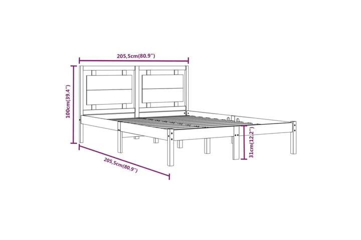 Sängynrunko hunajanruskea täysi puu 200x200 cm - Ruskea - Huonekalut - Sänky - Sänkykehikot & sängynrungot