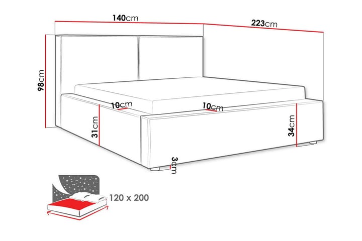 Sängynrunko Knocklong 120x200 cm - Musta - Huonekalut - Sänky - Sänkykehikot & sängynrungot