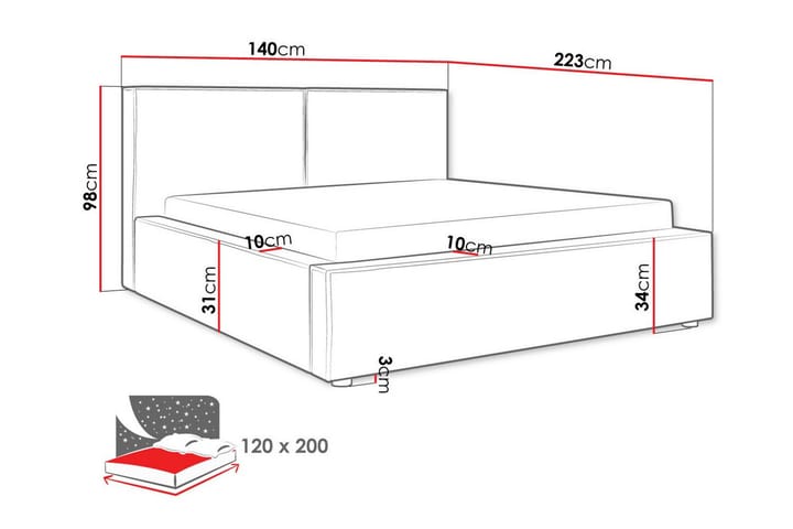 Sängynrunko Knocklong 120x200 cm - Tummanharmaa - Huonekalut - Sänky - Sänkykehikot & sängynrungot