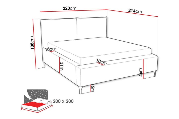 Sängynrunko Knocklong 200x200 cm - Beige - Huonekalut - Sänky - Sänkykehikot & sängynrungot