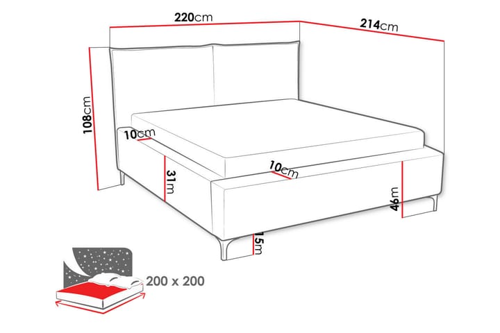 Sängynrunko Knocklong 200x200 cm - Tummanharmaa - Huonekalut - Sänky - Sänkykehikot & sängynrungot