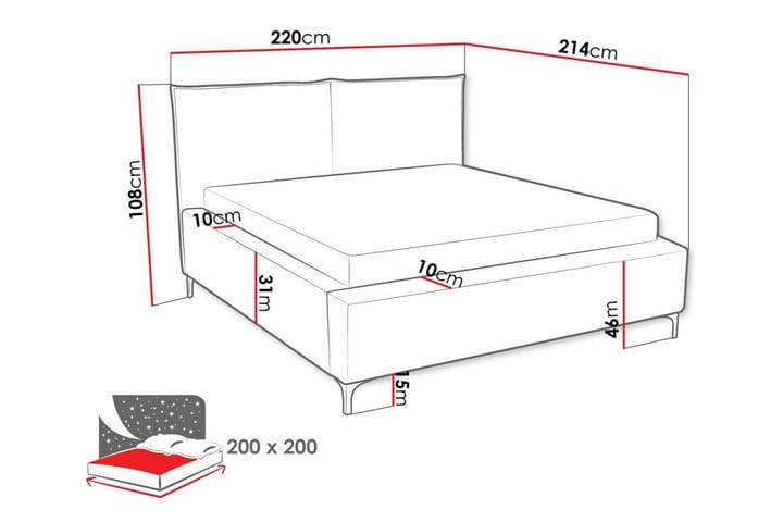 Sängynrunko Knocklong 200x200 cm - Vaaleanharmaa - Huonekalut - Sänky - Sänkykehikot & sängynrungot