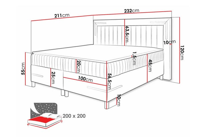 Sängynrunko Lillsel 200x200 cm - Tummanruskea - Huonekalut - Sänky - Sänkykehikot & sängynrungot