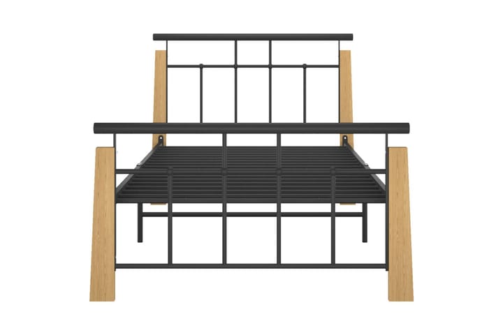 Sängynrunko metalli ja täysi tammi 90x200 cm - Huonekalut - Sänky - Sänkykehikot & sängynrungot