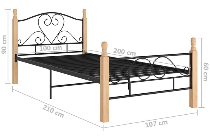 Sängynrunko musta metalli 100x200 cm - Musta - Huonekalut - Sänky - Sänkykehikot & sängynrungot