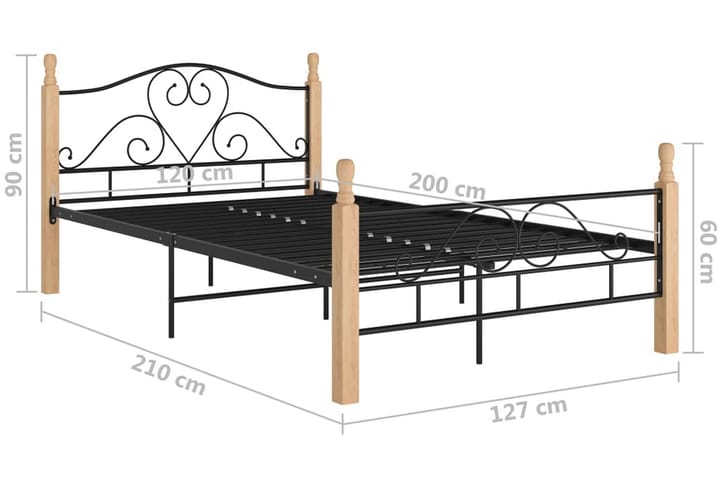 Sängynrunko musta metalli 120x200 cm - Huonekalut - Sänky - Sänkykehikot & sängynrungot