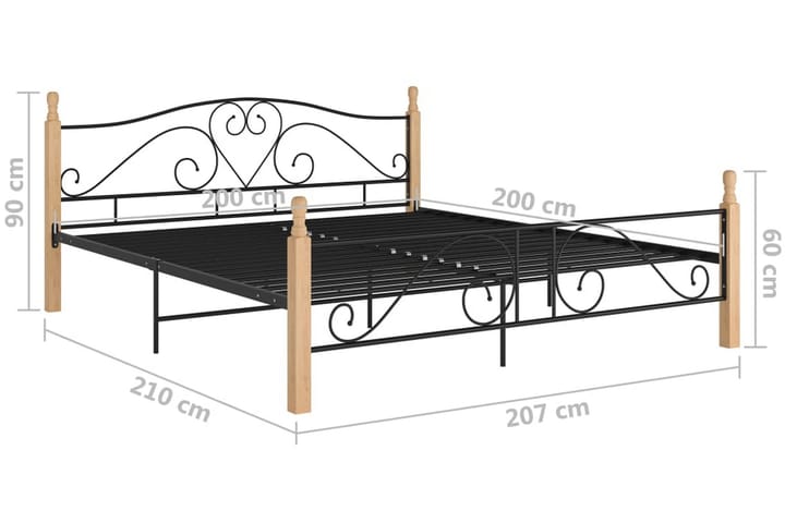 Sängynrunko musta metalli 200x200 cm - Musta - Huonekalut - Sänky - Sänkykehikot & sängynrungot