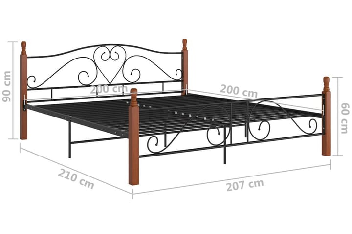 Sängynrunko musta metalli 200x200 cm - Musta - Huonekalut - Sänky - Sänkykehikot & sängynrungot