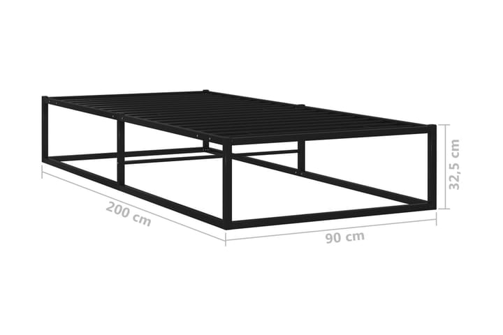 Sängynrunko musta metalli 90x200 cm - Musta - Huonekalut - Sänky - Sänkykehikot & sängynrungot