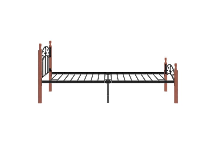 Sängynrunko musta metalli ja täysi tammi 90x200 cm - Musta - Huonekalut - Sänky - Sänkykehikot & sängynrungot