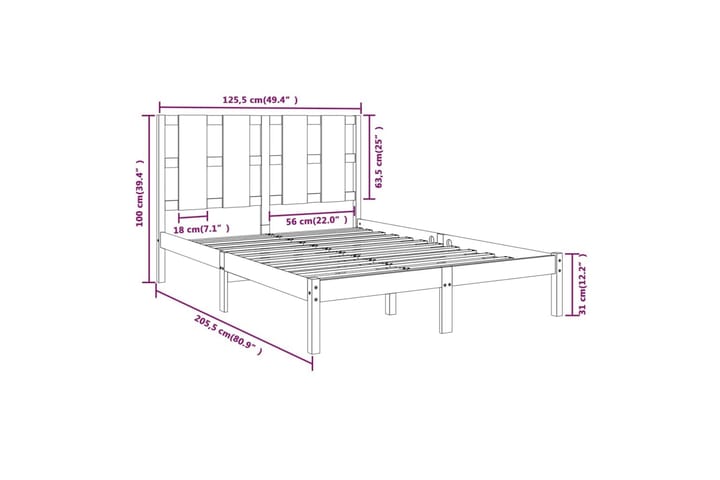 Sängynrunko musta täysi mänty 120x200 cm - Musta - Huonekalut - Sänky - Sänkykehikot & sängynrungot