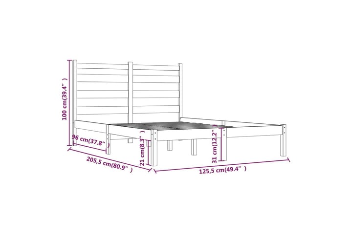 Sängynrunko musta täysi mänty 120x200 cm - Musta - Huonekalut - Sänky - Sänkykehikot & sängynrungot