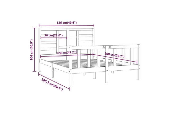 Sängynrunko musta täysi mänty 120x200 cm - Musta - Huonekalut - Sänky - Sänkykehikot & sängynrungot