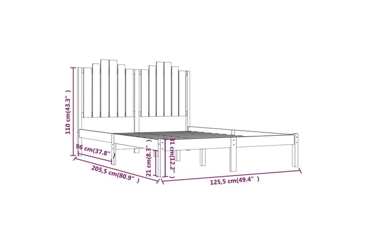 Sängynrunko musta täysi mänty 120x200 cm - Musta - Huonekalut - Sänky - Sänkykehikot & sängynrungot