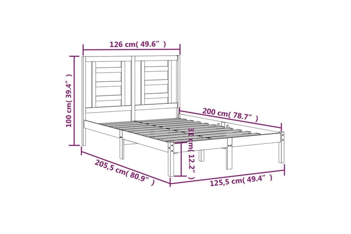 Sängynrunko musta täysi mänty 120x200 cm - Musta - Huonekalut - Sänky - Sänkykehikot & sängynrungot