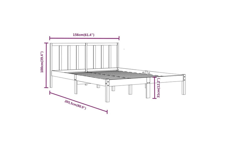 Sängynrunko musta täysi mänty 150x200 cm 5FT King Size - Musta - Huonekalut - Sänky - Sänkykehikot & sängynrungot