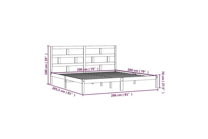 Sängynrunko musta täysi mänty 200x200 cm - Musta - Huonekalut - Sänky - Sänkykehikot & sängynrungot