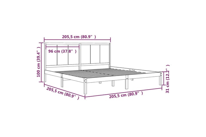 Sängynrunko musta täysi mänty 200x200 cm - Musta - Huonekalut - Sänky - Sänkykehikot & sängynrungot