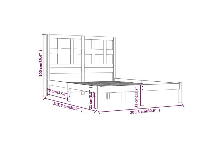 Sängynrunko musta täysi mänty 200x200 cm - Musta - Huonekalut - Sänky - Sänkykehikot & sängynrungot