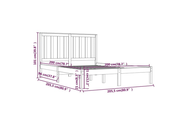 Sängynrunko musta täysi mänty 200x200 cm - Musta - Huonekalut - Sänky - Sänkykehikot & sängynrungot