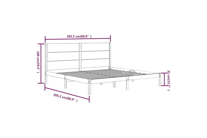 Sängynrunko musta täysi mänty 200x200 cm - Musta - Huonekalut - Sänky - Sänkykehikot & sängynrungot