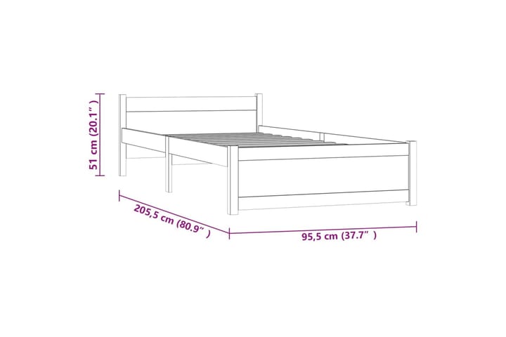 Sängynrunko musta täysi puu 90x200 cm - Musta - Huonekalut - Sänky - Sänkykehikot & sängynrungot