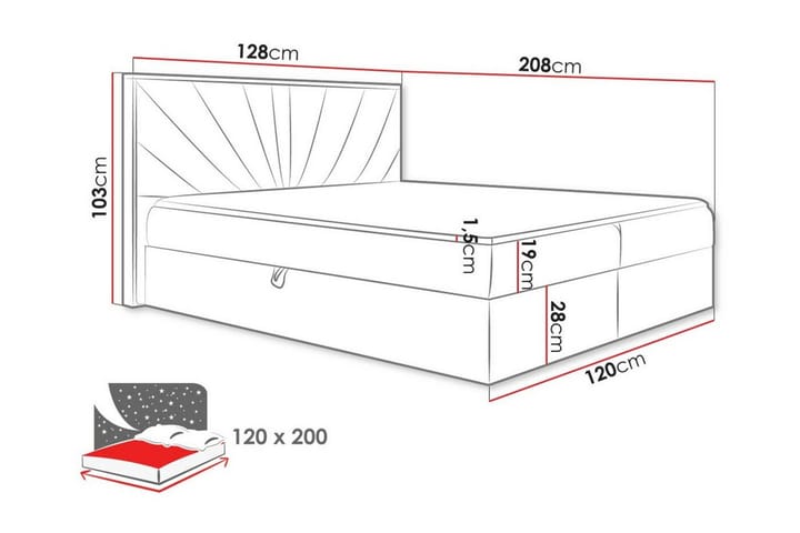 Sängynrunko Oberting 120x200 cm - Harmaa/puu - Huonekalut - Sänky - Sänkykehikot & sängynrungot