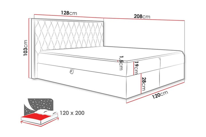 Sängynrunko Oberting 120x200 cm - Musta/Puu - Huonekalut - Sänky - Sänkykehikot & sängynrungot