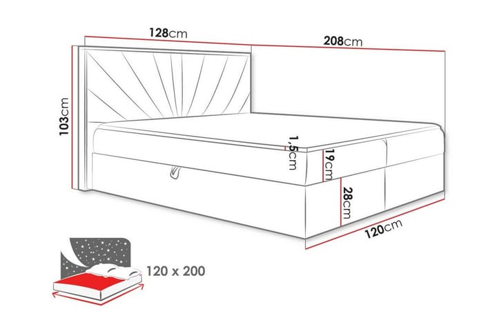 Sängynrunko Oberting 120x200 cm - Musta/Puu - Huonekalut - Sänky - Sänkykehikot & sängynrungot