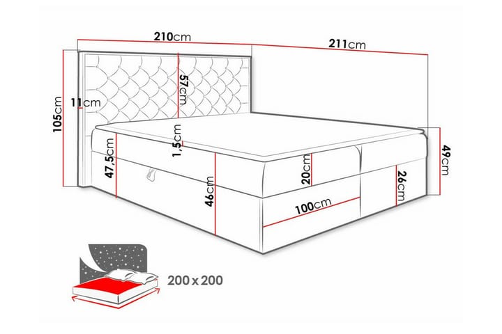 Sängynrunko Oberting 200x200 cm - Harmaa/puu - Huonekalut - Sänky - Sänkykehikot & sängynrungot