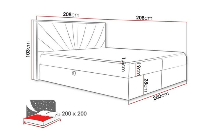 Sängynrunko Oberting 200x200 cm - Musta/Puu - Huonekalut - Sänky - Sänkykehikot & sängynrungot