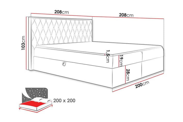 Sängynrunko Oberting 200x200 cm - Roosa/Ruskea - Huonekalut - Sänky - Sänkykehikot & sängynrungot