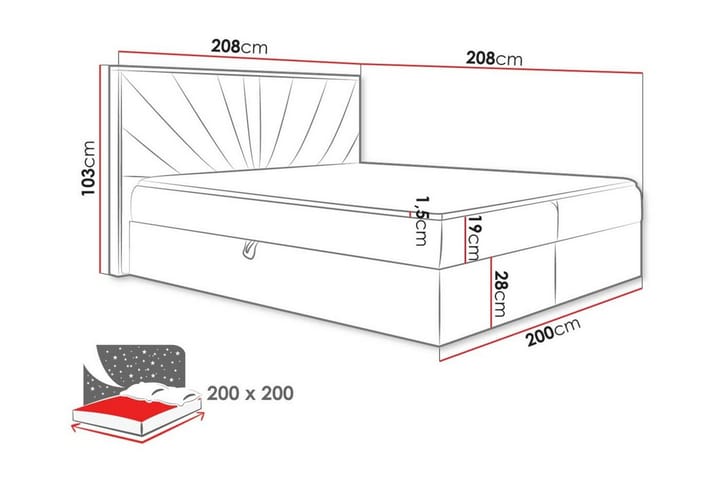 Sängynrunko Oberting 200x200 cm - Roosa/Ruskea - Huonekalut - Sänky - Sänkykehikot & sängynrungot