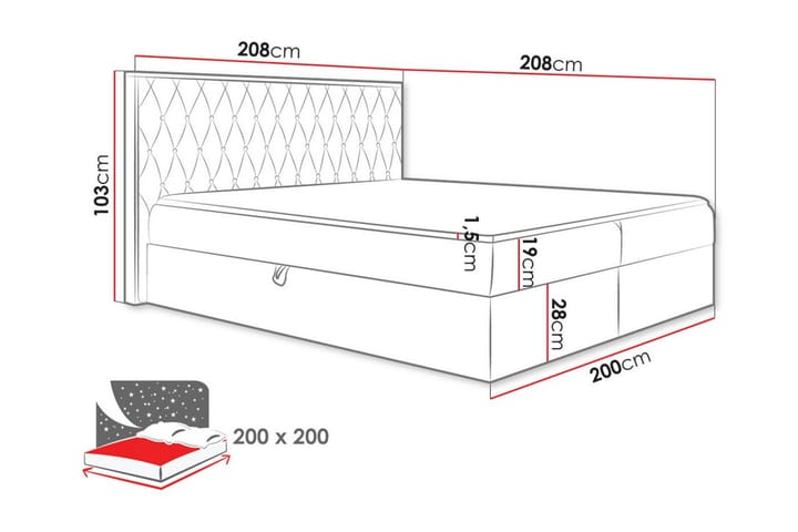 Sängynrunko Oberting 200x200 cm - Vihreä/Pähkinä - Huonekalut - Sänky - Sänkykehikot & sängynrungot