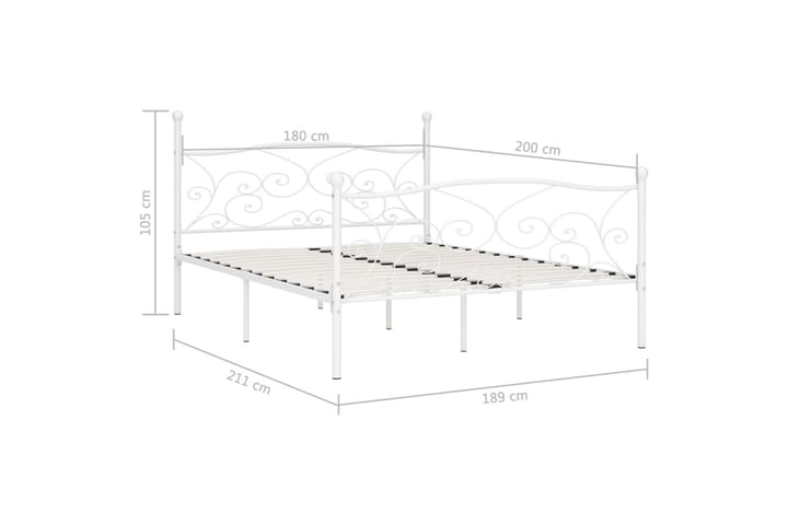 Sängynrunko sälepohjalla valkoinen metalli 180x200 cm - Valkoinen - Huonekalut - Sänky - Sänkykehikot & sängynrungot