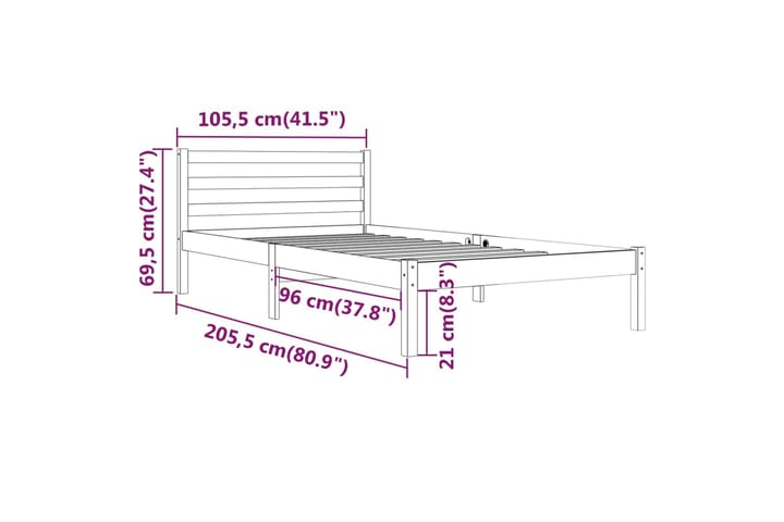 Sängynrunko täysi mänty 100x200 cm - Ruskea - Huonekalut - Sänky - Sänkykehikot & sängynrungot