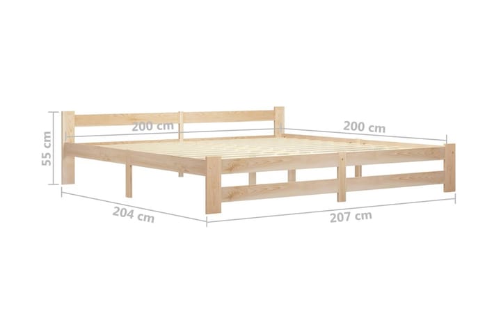 Sängynrunko täysi mänty 200x200 cm - Ruskea - Huonekalut - Sänky - Sänkykehikot & sängynrungot