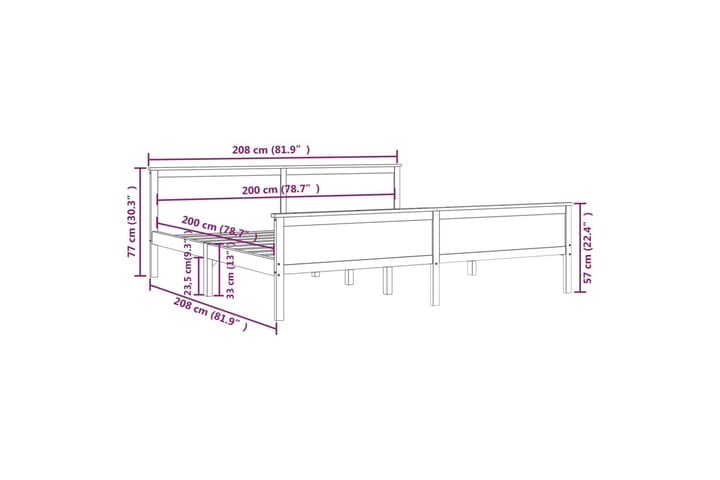 Sängynrunko täysi mänty 200x200 cm - Ruskea - Huonekalut - Sänky - Sänkykehikot & sängynrungot