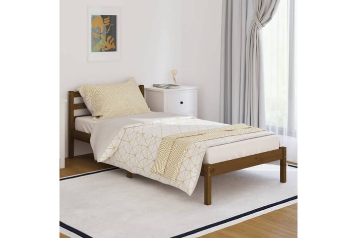Sängynrunko täysi mänty 90x200 cm hunajanruskea - Ruskea - Sänkykehikot & sängynrungot