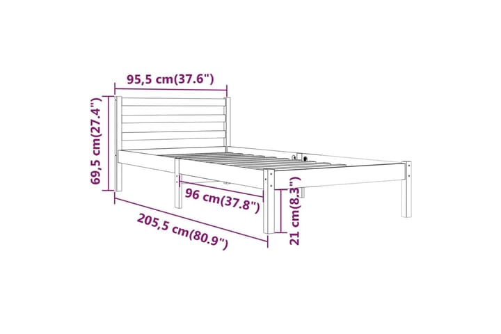 Sängynrunko täysi mänty 90x200 cm hunajanruskea - Ruskea - Huonekalut - Sänky - Sänkykehikot & sängynrungot